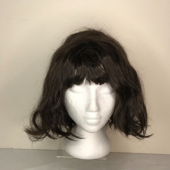 Wig Medium Dark Brown Bangs Bouffant Ratted Halloween Costume Dress Up Cosplay - Picture 1 of 8